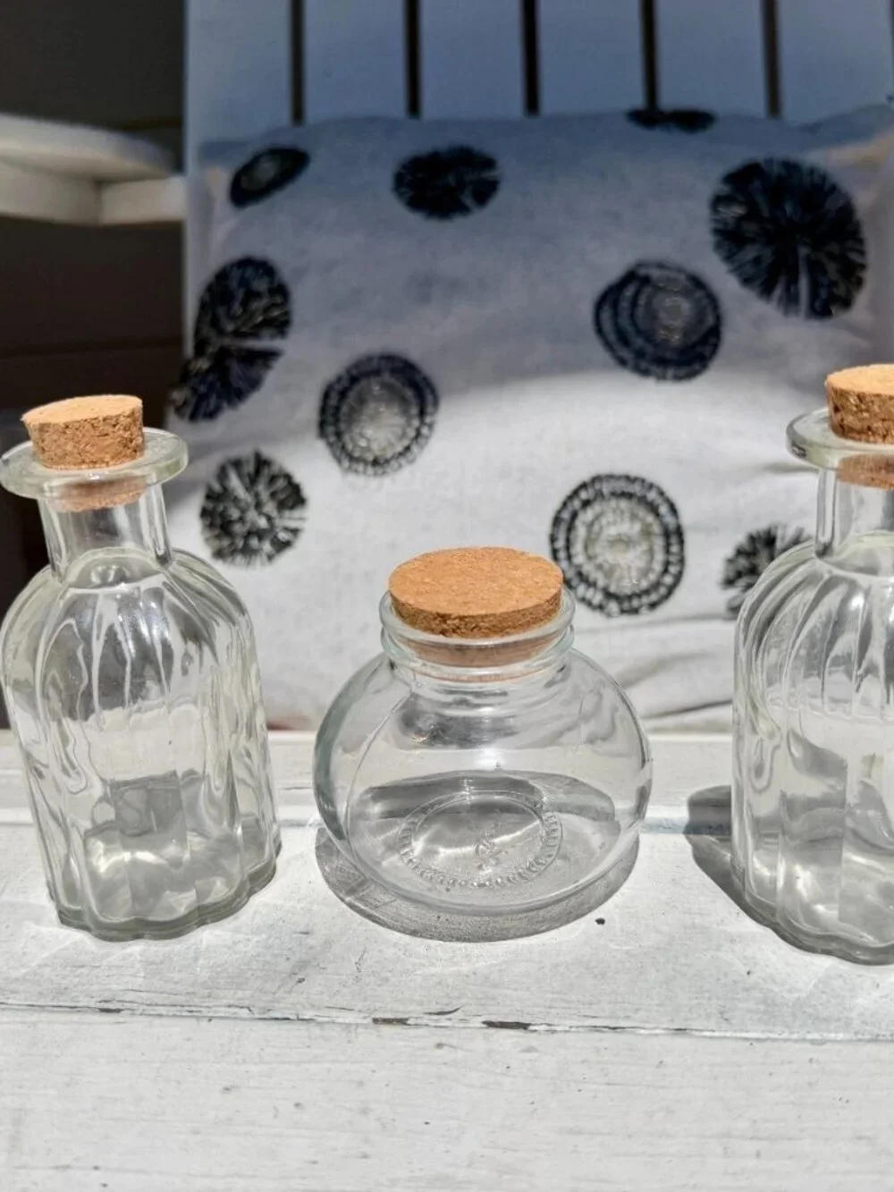 Set of 3 Clear Glass Cork Stopper Bottles Jars Decorative Apothecary Spell Jars